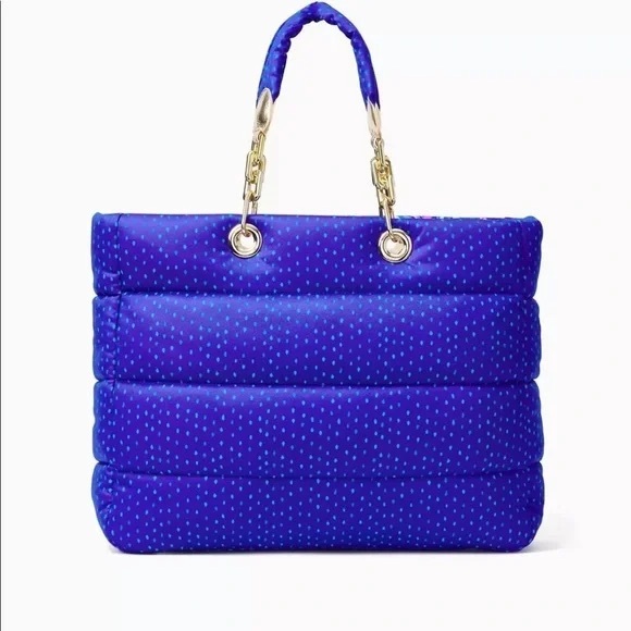 Lilly Pulitzer Baytown Puffer Tote Cabochon Purple Bonita Babe Engineered - Picture 3 of 5